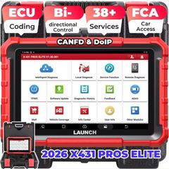 New LAUNCH X431 PROS ELITE OBD2 Diagnostic Tool Bidirectional Car Scan Tool, ECU Coding, FCA SGW AutoAuth, CANFD & DOIP, 38+ Reset, All-System Diagnostics, Active Tests, VAG Guided Functions, 2 Years Update No bluethoot cable type diagnosis OBD