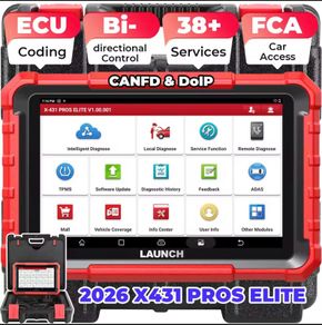 New LAUNCH X431 PROS ELITE OBD2 Diagnostic Tool Bidirectional Car Scan Tool, ECU Coding, FCA SGW AutoAuth, CANFD & DOIP, 38+ Reset, All-System Diagnostics, Active Tests, VAG Guided Functions, 2 Years Update No bluethoot cable type diagnosis OBD