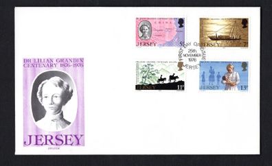 1976 Jersey The 100th Anniversary of the Birth of Dr. Lilian Mary Grandins Commemorative Stamps First Day Cover (FDC)