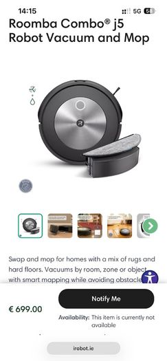 vacuum roomba combo j5 iRobot