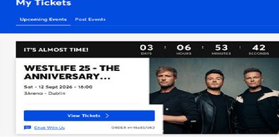 Westlife Tickets for Sat. 12th September