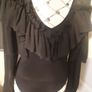 BNWT Stunning River Island Black Ruffle Bodysuit (Size 8) Image 3