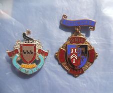 ROYAL MASONIC INSTITUTION FOR GIRLS school (RMIG) - two vintage enamelled Steward badges 1958 & 1966