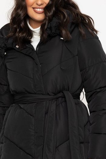 Black Longline Quilted Coat. New