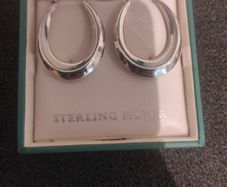 Silver 925 oval shape hoop earrings