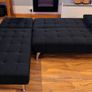 Black 3 Seater Sofa Bed with Chaise Lounge Image 4