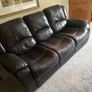 3 seater dark brown leather couch Image 3