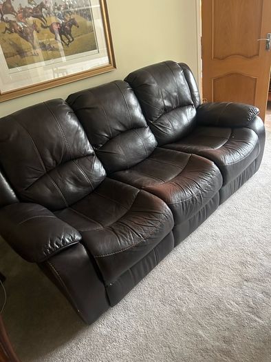 3 seater dark brown leather couch