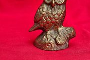 Brass Owl Figurine on Tree Stump