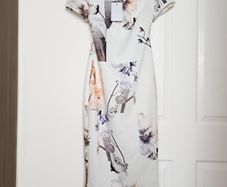 Ted Baker White Floral Bodycon Bardot Dress Off Shoulder Size 1/8UK/36EU