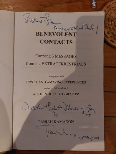 Benevolent Contacts, Signed First Edition 2012 by Taniah Kamadon, UFO Extraterrestrial Encounters, Rare