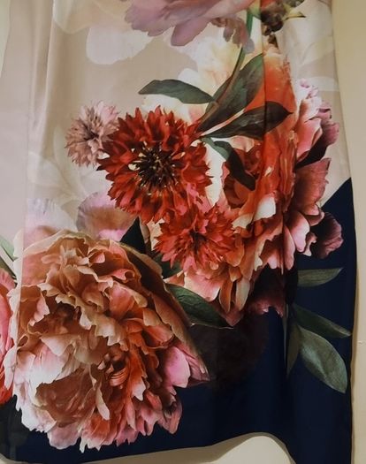 Oasis Lace Back Floral Placement Print Dress S16