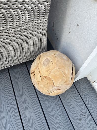 Decorative teak garden sphere