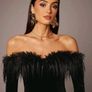 Long velour dress with fur Image 4