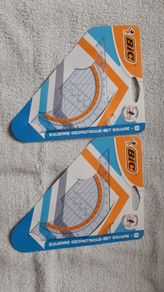 Bic Set Square with Protractor and Ruler Shatterproof - Geometry Set Home Office School College