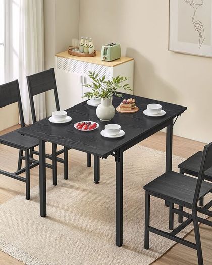 Foldable Dining Table for 4 People  Space-Saving, Stylish & Easy to Assemble  Oak, Black, or Vintage Brown