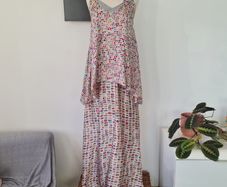 Vintage Y2K Avoca Anthology two piece, silk and jersey maxi dress, with silk and lace tunic top S 10 12
