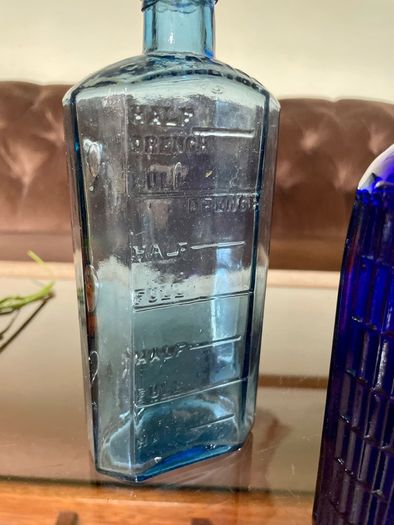 Antique Cobalt & Sky Blue Apothecary Bottles Late 19th Century Victorian
