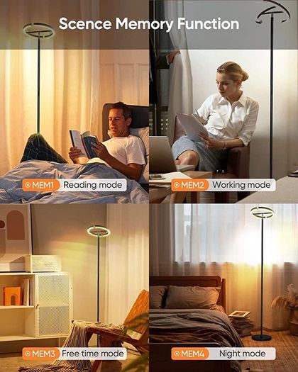 Modern Stepless Dimmable Standing Lamp 3000-6000K,20W LED Rotatable Reading Standing Light,Touch&Remote Control Uplighter Floor Lamp for Living Room Bedroom Office (FREE POSTAGE)