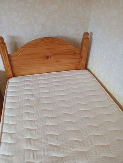 Single bed pine headboard and locker