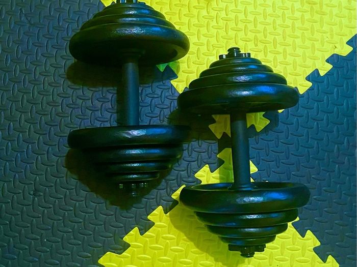 Cast iron dumbbells