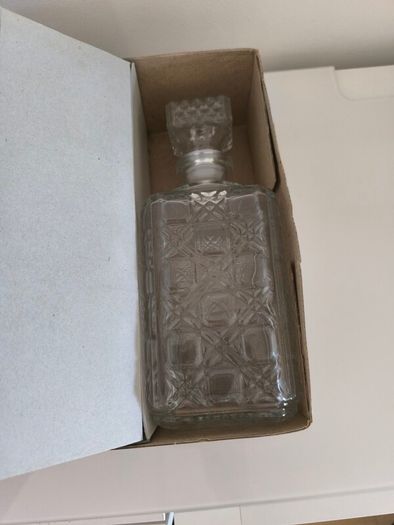 Vintage Luminarc Damier 7 Piece Whisky Decanter Set  Made in France Boxed