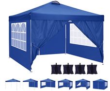3 x 3 m Waterproof Popup Flat Gazebo with 4 Side Panels