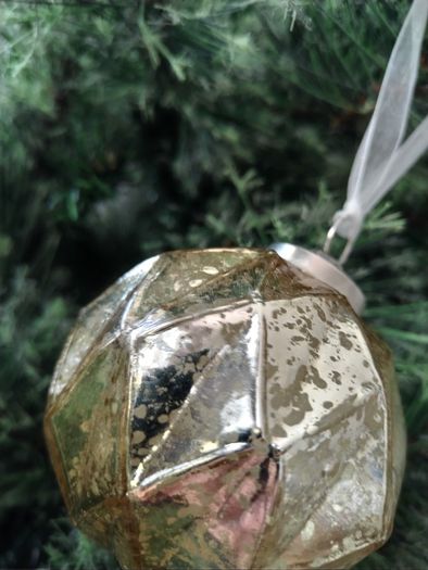 Box of x12 Gold Speckle Geometric Style Glass Christmas Baubles