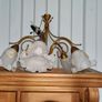 1950-1970 Stunning Vintage 5-Arm Floral Chandelier Mint Condition Brass & Glass Image 5