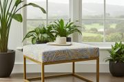 Gray Fabric Square Ottoman 60x60 Metal Frame
