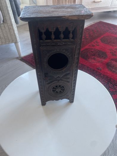 Antique Hand Carved Tall wooden Trinket