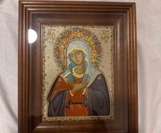 Hand painted and embroidered Icon of the Virgin Mary