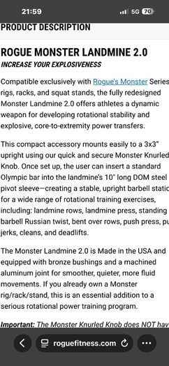 Rogue Monster Gym Landmine Attachment, Sell Cheap! Cost 280 Euro With Vat Before Shipping!!!