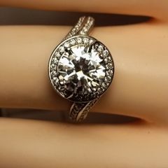 2.5 carat Moissanite Solitaire Ring with Accents