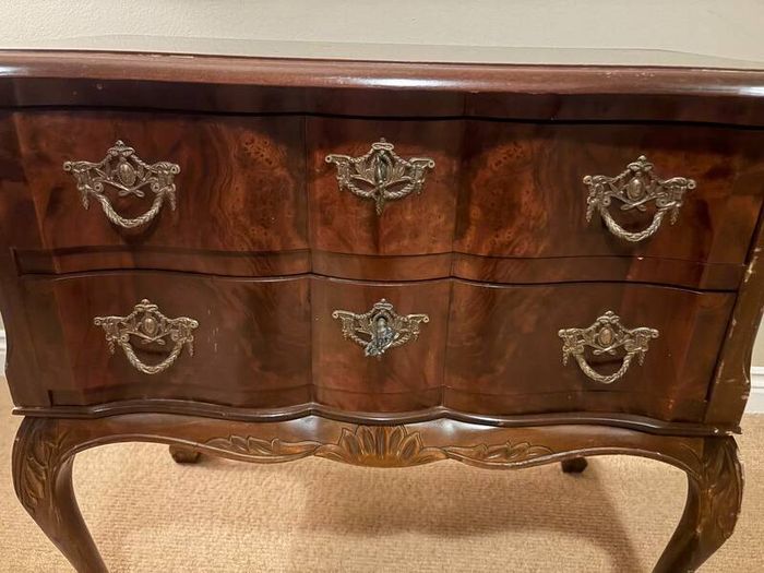 Vintage two-drawer chest with brass handles