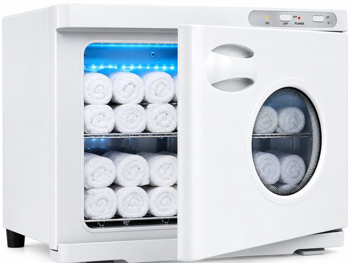 Hot Towel Warmer Cabinet 23L 2-Rack Spa Towel Heater with UV Lamp & Viewing Window