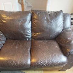 2 seater brown leather sofa