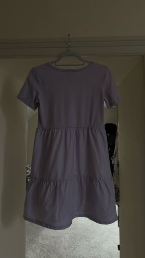 Lilac Purple Tiered Smock T-Shirt Dress - Casual Mini Dress