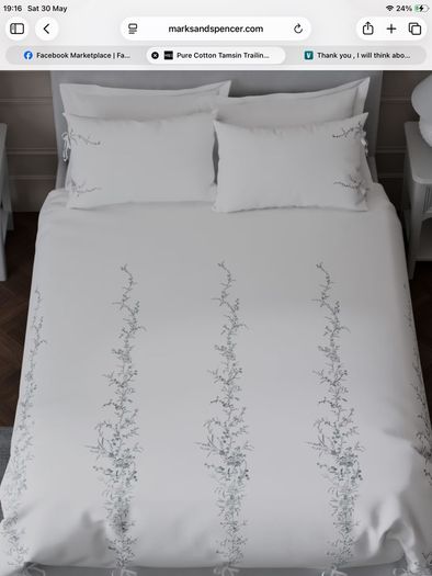 M&S embroidered bed linen set king size , new,