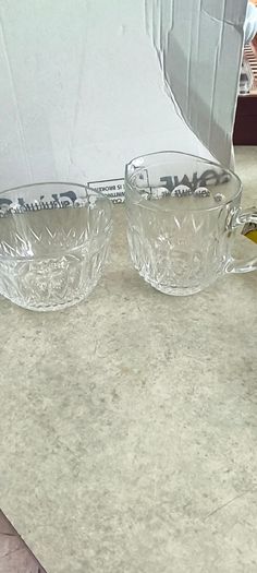 Reims France Milk Jug and Open Sugar Bowl Cut Glass Mid Century Hobnail and Oval Cut