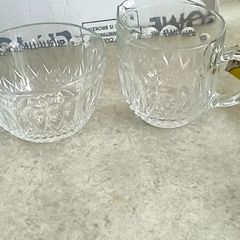 Reims France Milk Jug and Open Sugar Bowl Cut Glass Mid Century Hobnail and Oval Cut
