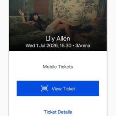 Lily Allen 2x Standing Tickets Wednesday 1st July