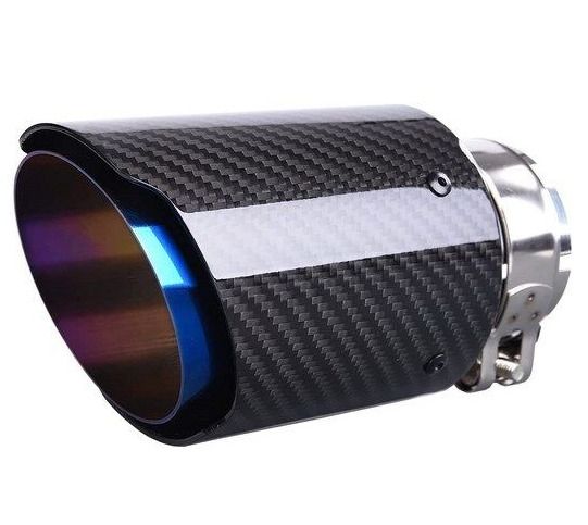 Car Exhaust Tip, carbon Fiber, Blued, 56-59mm
