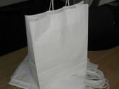 Lot of 10 White eco-friendly craft paper bags with twisted handle top quality size A3 32 x 12 x 41 cm