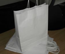 Lot of 10 White eco-friendly craft paper bags with twisted handle top quality size A3 32 x 12 x 41 cm