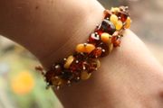 Genuine Amber Sterling Silver Bracelet and Earrings