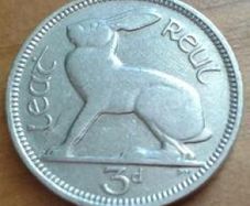 Pre decimal Irish Threepence Coin