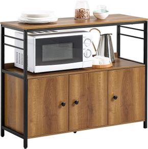 Sideboard Vintage style cabinet  with 3 Doors and 1 Open Shelf Microwave Cabinet