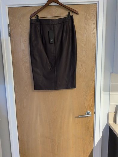 F&F Burgundy Faux Leather Skirt.  S.12.  B.N.W.T