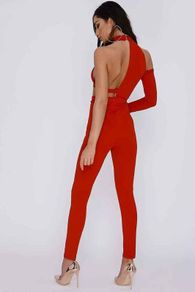 Tall Red Asymmetric High Neck Jumpsuits nw with tags size s